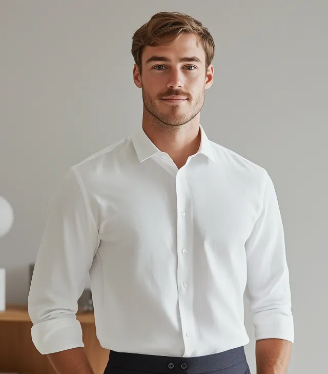 John Smith, smiling, in a white shirt in a bright office